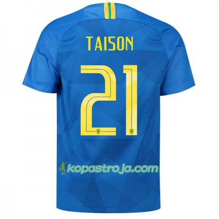 Billiga Fotbollströjor Brasilien Taison 21 VM 2018 Borta tröja